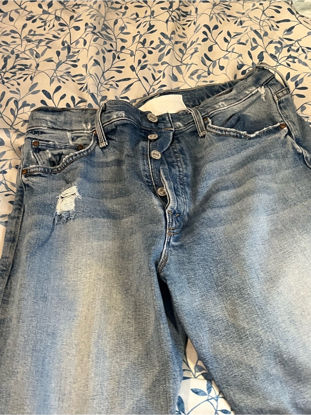 MOTHER Light Blue Distressed Boyfriend Jeans